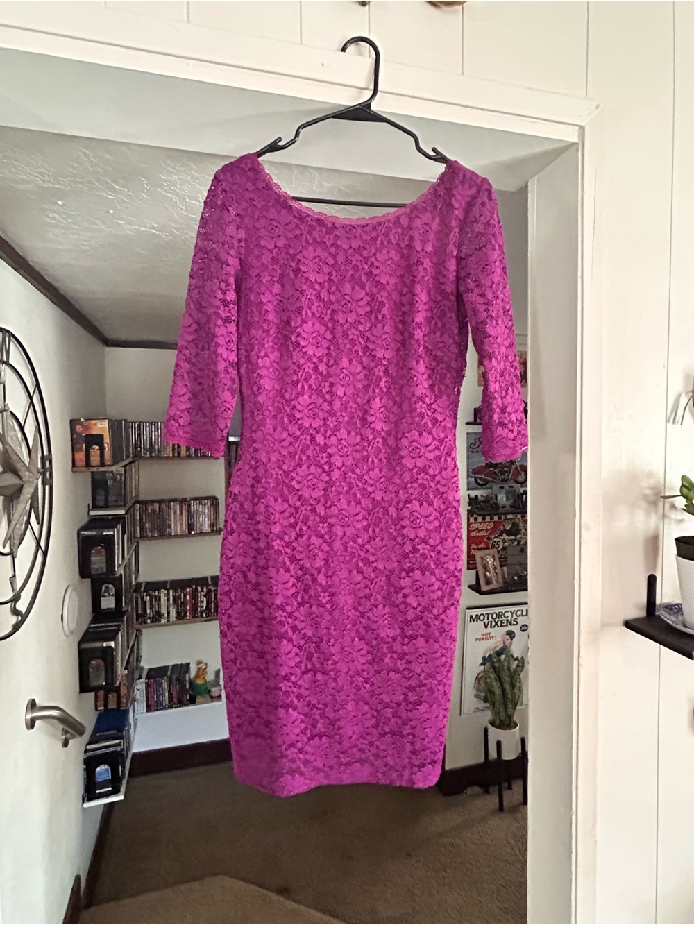 Laundry By Shelli Segal Fuchsia Lace Midi Dress